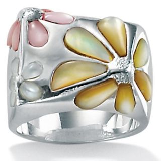 Angelina DAndrea Sterling Silver Mother of Pearl Daisy Ring