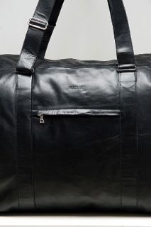 Rudsak  Large Black Leather Duffel Bag for men