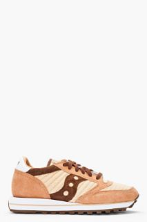 White Mountaineering Tan Suede Saucony Edition Jazz Original Sneakers for men