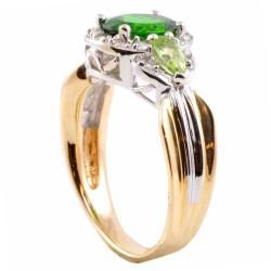 Michael Valitutti 14k Gold Imperial Diopside, Peridot and 1/6ct TDW