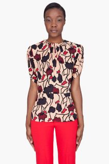 Marni Fitted Peach Printed Blouse for women