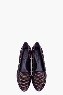 Alexander McQueen Dark Purple Studded Suede Loafers for women