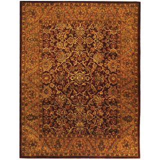 Handmade Taj Mahal Burgundy/ Gold Wool Rug (76 x 96)