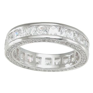 Sterling Silver Princess cut Cubic Zirconia Eternity Band