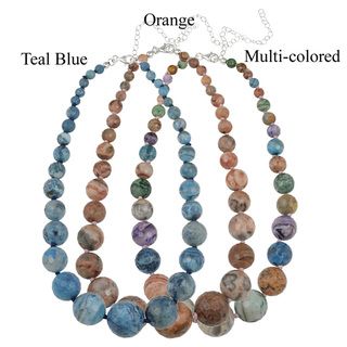 Glitzy Rocks Silver Multi colored Crazy Lace Agate Journey Necklace