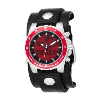 Red Monkey Designs Mens RM230 Scout Ana Digi Black Leather Red Dial