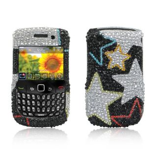 Silver Star BlackBerry Curve 8520 Rhinestone Case