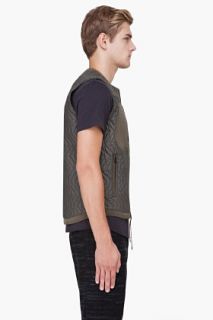 White Mountaineering Grey Quilted Pertex Taffeta Vest for men