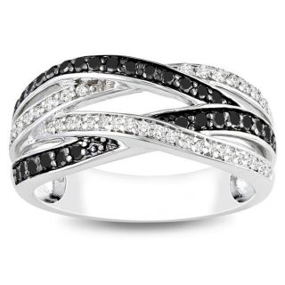 silver 7 8ct tdw black and white diamond ring msrp $ 329 99 sale $ 160