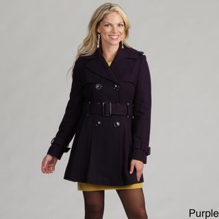 Miss Sixty Womens Belted Wool Pleated Trench Coat