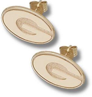 Georgia Bulldogs 3/8 G Post Earrings   10KT Gold