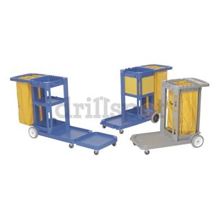 Continental 184BL Janitor Cart, 55 In x 30 In x 38 In, Blue