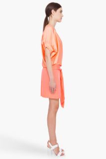 Diane Von Furstenberg Peach Silk Edna Dress for women