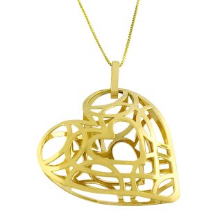 Fremada 14k Yellow Gold Puffed Cut out Heart Necklace