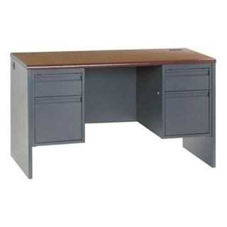 Mbi DP38 7236MC Desk, Double Pedestal, Mahogany, Charcoal