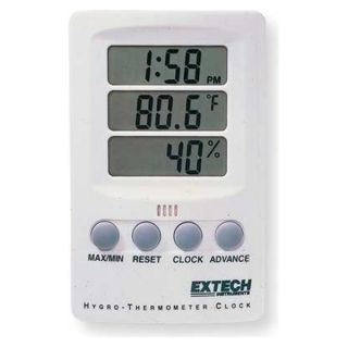 Extech 445702 Clock Digital Hygrometer, 14 to 140 F