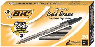 BIC Cristal Bold (1.6mm) Ball Pen, Black, 24ct (MSBP241