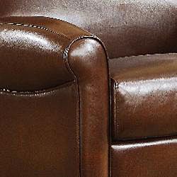 Metropolitan Faux Brown Leather Chair and Ottoman Set