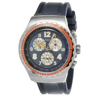 Swatch Mens Stainless Steel Blue Silicone Strap Watch Today $183.12