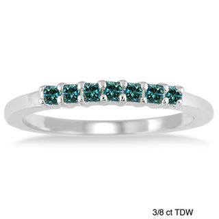 10k White Gold 3/8 to 1/2ct TDW Blue Diamond Wedding Ring