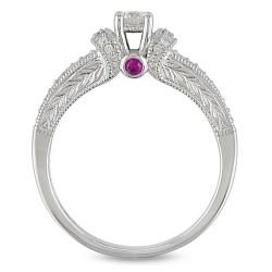 Miadora 14k Gold 1/3ct TDW Diamond and Pink Sapphire Engagement Ring