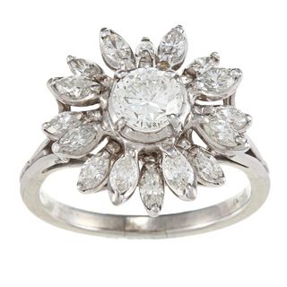 Platinum 2ct TDW Sun Flower Ring (J K, VS1 VS2)