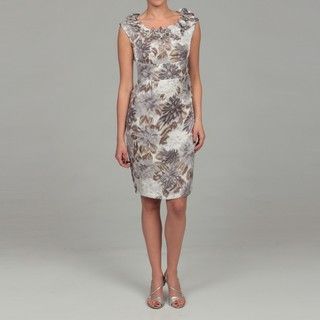 London Times Womens Floral Shimmer Sheath Dress