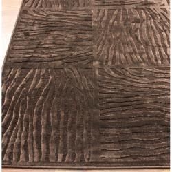 Hand carved Alexa Velvet Zebra Brown Faux Silk Rug (21 x 4