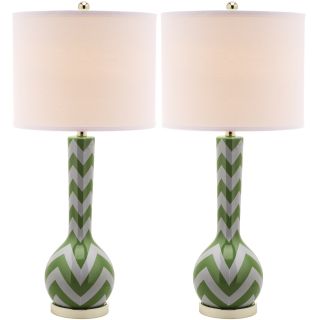 Chevron Long Neck Ceramic 1 light Green Table Lamps (Set of 2) Today