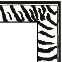 Lyndhurst Collection Zebra Border Black/ Cream Rug (5 3 x 7 6