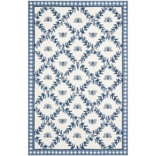 Hand hooked Bumblebee Ivory/ Blue Wool Rug Today $77.99 Sale $70.19
