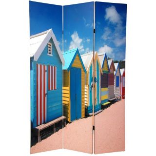 Wood and Canvas Double sided Cabana Beach Room Divider (China
