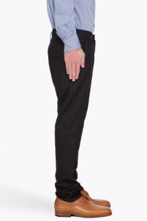 Nudie Jeans Khaki Slim Dry Black Coated Trousers for men