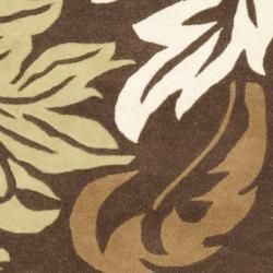 Handmade Soho Botanical Brown New Zealand Wool Rug (36 x 56