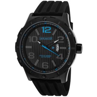 Lancaster Italy Mens Trendy/Status Symbol Black Silicone Watch