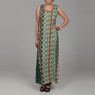 AnnaLee and Hope Womens Turquoise Tribal Print Maxi Dress