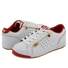 Red by Marc Ecko Phad White Leather/Red & Gold Trim