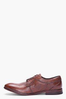 H By Hudson Brown Leather Goold Shoes for men