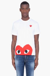 Comme Des Garçons Play  White Red Logo Emblem T shirt for men