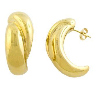 14k Yellow Gold Overlapped J shaped Earrings