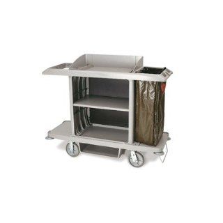 Full Size Housekeeping Cart with 1 Shelf in Platinum 
