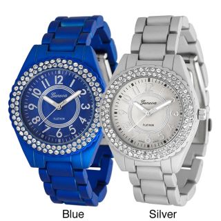 Geneva Platinum Womens Rhinestone Soft coated Link Watch MSRP $38.99