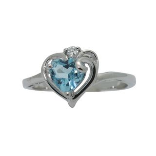 Jenne Silver Cubic Zirconia and Blue Topaz Heart Ring