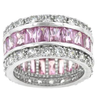 Kate Bissett Silvertone Pink and White Cubic Zirconia Ring