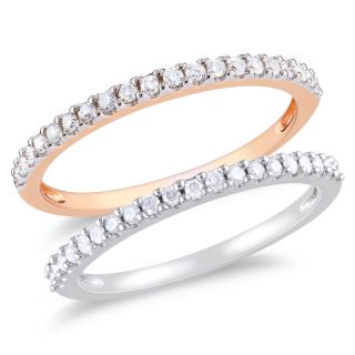 Miadora 10k Rose or White Gold 1/5ct TDW Diamond Anniversary Ring