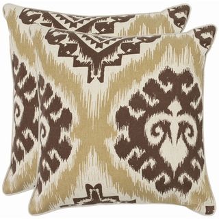 Damask 22 inch Beige/ Almond Brown Decorative Pillows (Set of 2
