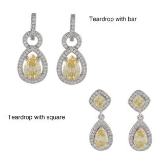 La Preciosa Sterling Silver Yellow and Clear Cubic Zirconia Earrings