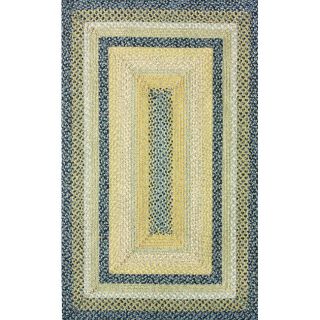 Handmade Alexa Cotton Fabric Braided Blue Cottage Rug (5 x 8