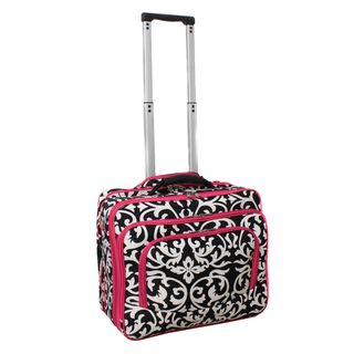World Traveler Damask with Pink Rolling Laptop Friendly Business Case