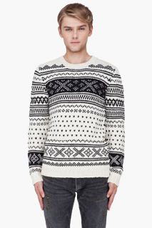 Yigal Azrouel Cream Nordic Knit Sweater for men